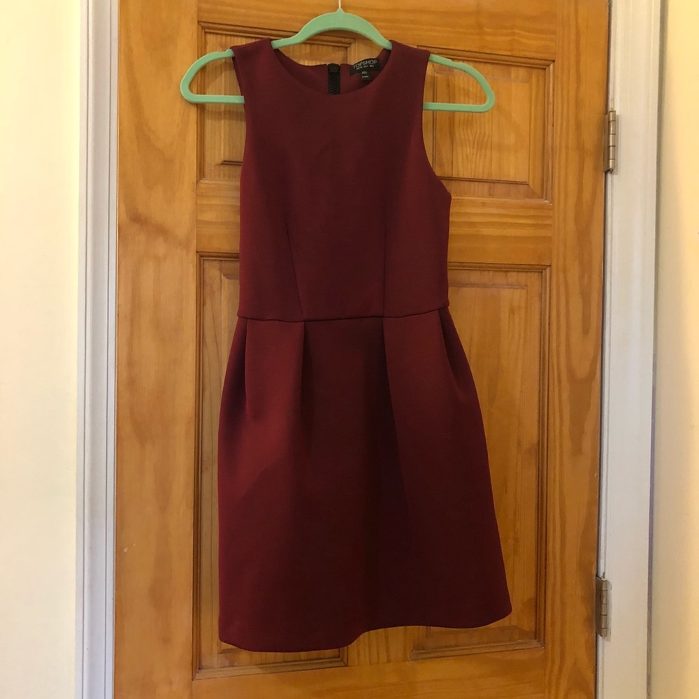 Topshop maroon high neck dress